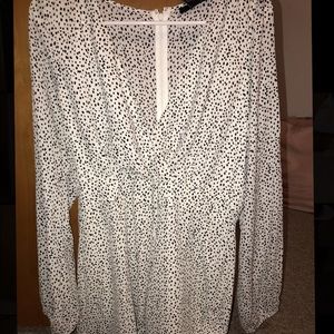 Black and white spotted romper.